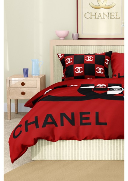 Nevresim Takımı Çift Kişilik Pamuklu Saten Kumaş 6 Parça 3D Dijital Baskı Duvet Cover Set Model No: