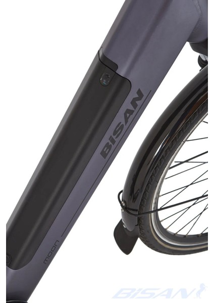 Moon Elektrikli Bisiklet 47 cm V 700C Jant 7 Vites Metalik Gri Siyah