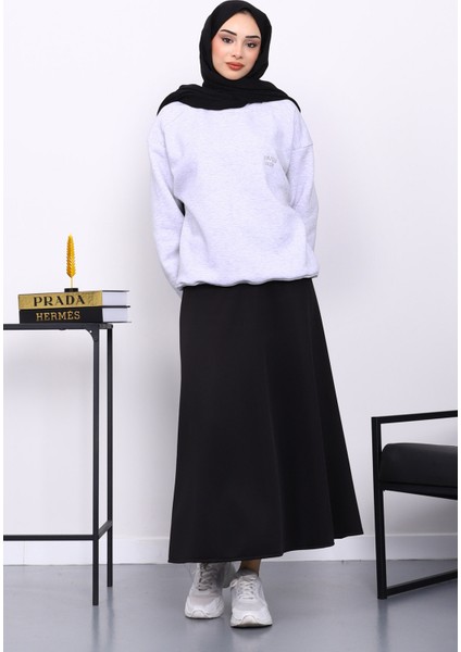 Gri Bisiklet Yaka Şadonlu Üç iplik Sweat fiyatları