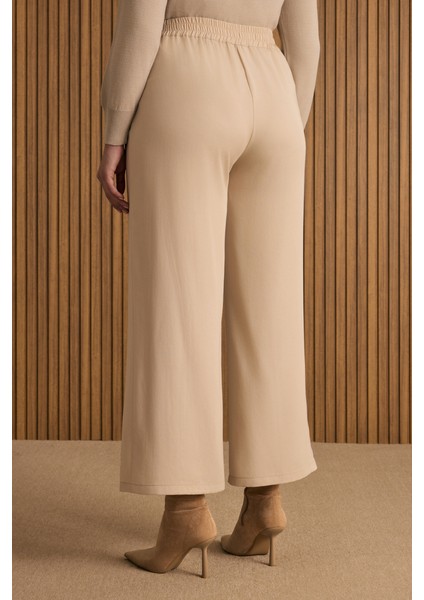 Beli Lastik Detaylı Tencel Pantolon Etek