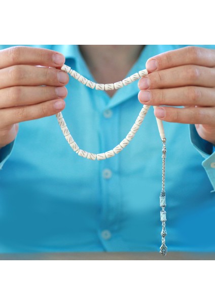 925 Ayar Gümüş Püsküllü Kapsül Kesim Pirinç Işlemeli Deve Kemiği Tesbih fırsatları