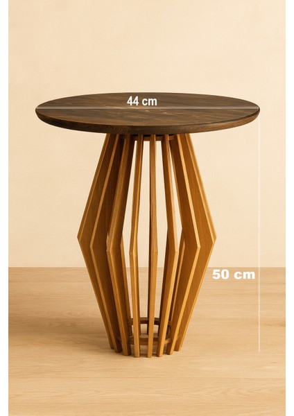 Palermo Yuvarlak Modern Klasik Rustik Retro Vintage Naturel Dekoratif Ahşap Çıtalı Yan Mantar Sehpa fiyatları