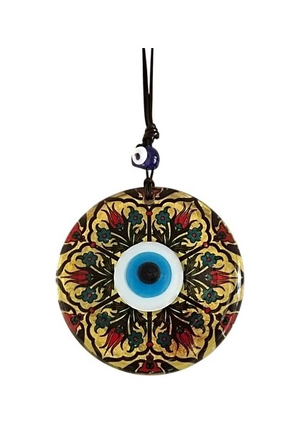 Lale Desenli Altın Varaklı Nazar Boncuklu Füzyon Cam Duvar Dekoru fırsatları