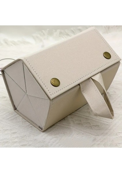 Beşgen Gözlük Saklama ve Taşıma Çantası Krem Renk