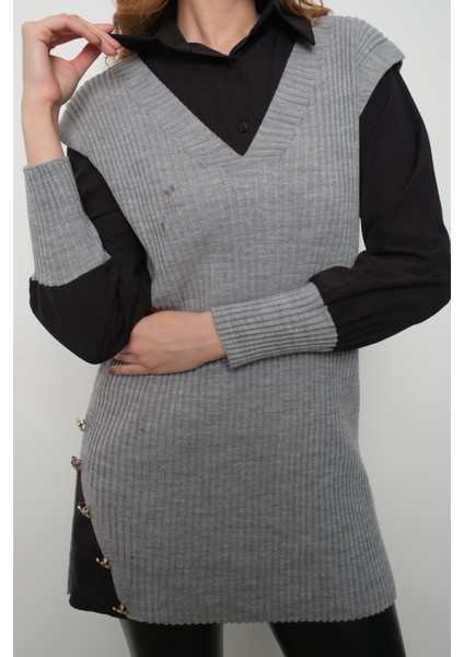 Fitilli Triko Süveterli Gömlek Ikili Kombin indirimleri