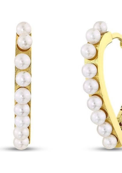 Incili Altın Tasarım Küpe - 14K fiyatları