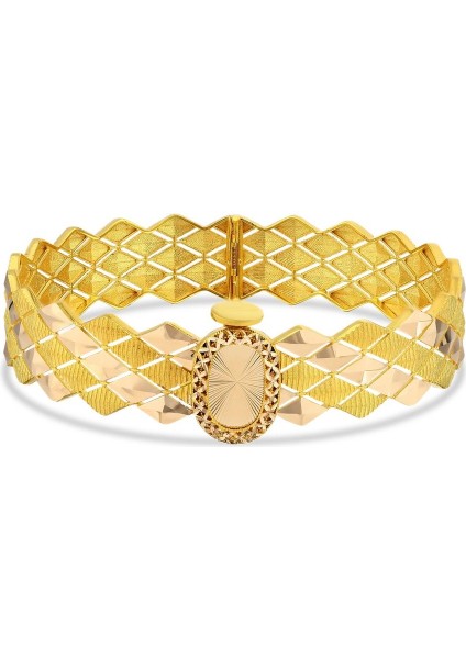 Altın Tasarım Kelepçe Bilezik - 14K