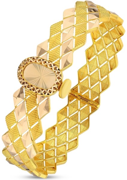 Altın Tasarım Kelepçe Bilezik - 14K fiyatları