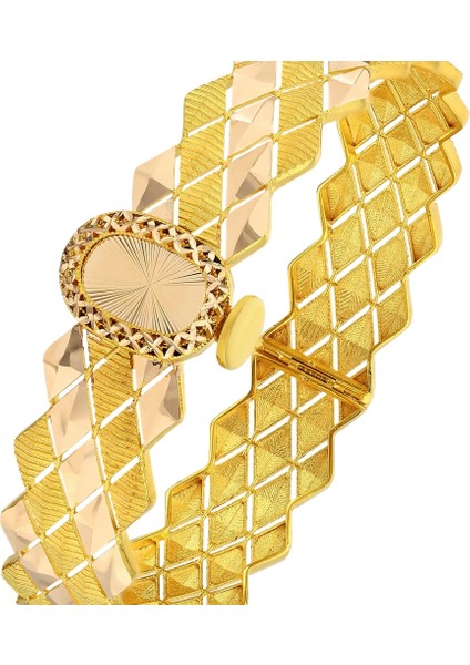 Altın Tasarım Kelepçe Bilezik - 14K fırsatları