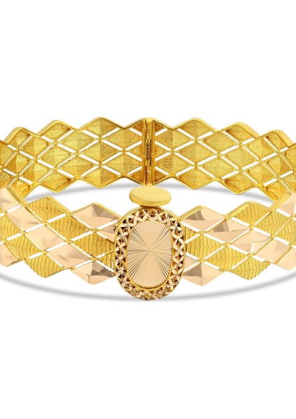 Altın Tasarım Kelepçe Bilezik - 14K indirimleri