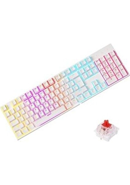 Kablolu Beyaz RGB Kırmızı Switch Q Gaming Tam Mekanik Oyuncu Klavyesi Bkb4 modelleri