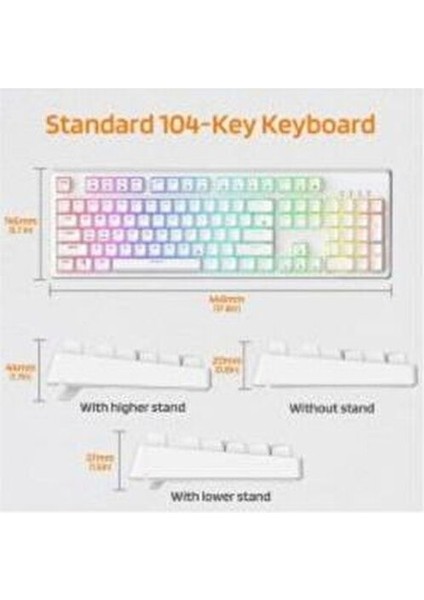 Kablolu Beyaz RGB Kırmızı Switch Q Gaming Tam Mekanik Oyuncu Klavyesi Bkb4