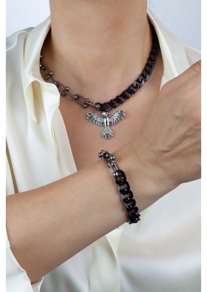 Zirkon Taşlı Ankakuş Figür Kolye Bileklik Set fiyatları