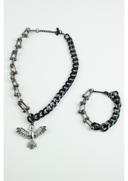 Zirkon Taşlı Ankakuş Figür Kolye Bileklik Set modelleri