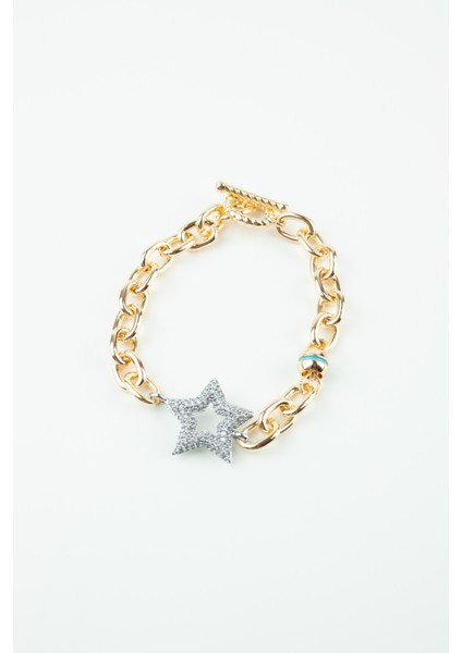 Zirkon Taşlı Yıldız Detay Gold Bileklik fiyatları