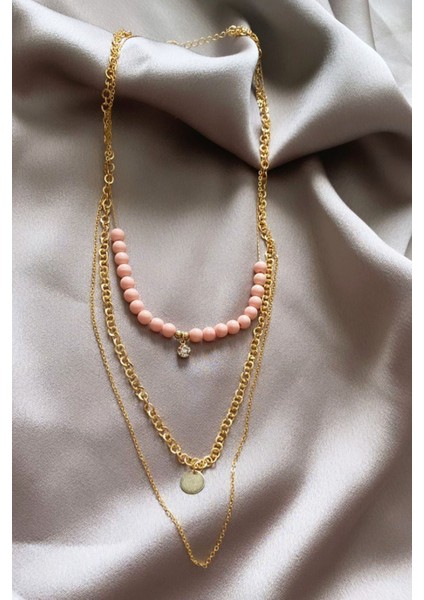 Üç Sıralı Taş Detay Kolye