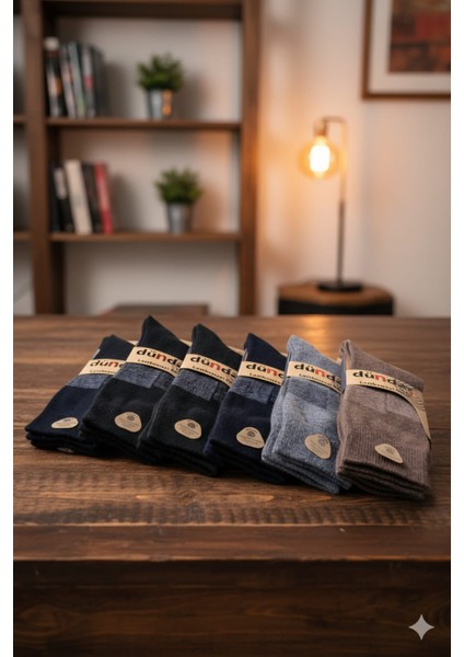 Plus Erkek Lambswool Çorap; Kışlık; 40-44; Asorti 12'li Set
