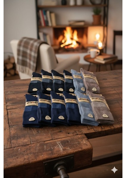 Plus Erkek Lambswool Çorap; Kışlık; 40-44; Asorti 12'li Set modelleri