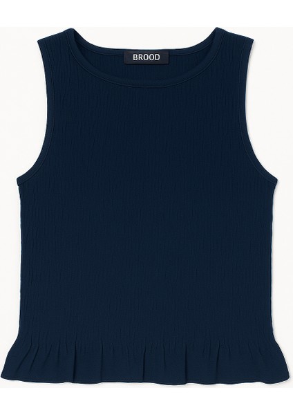 Likralı Kadın Sıfır Kol Volanlı Bluz-Crop fırsatları