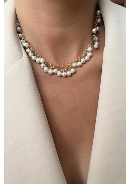 Inci Sallantılı Ince Zincir Kolye