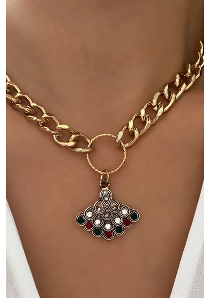 Renkli Uçlu Bronz Kolye modelleri