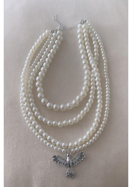 Ankakuş Figürlü Çoklu Inci Kolye fiyatları