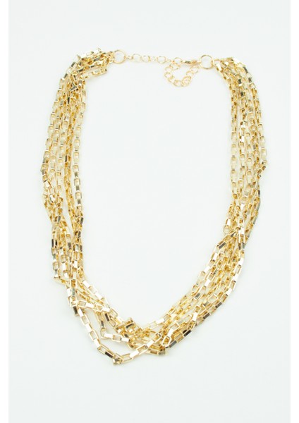 Ince Geometrik Zincir Dört Sıralı Gold Kolye fırsatları