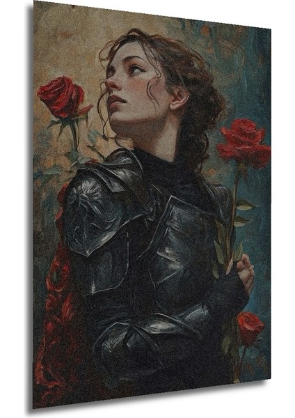Gül Kokulu Savaşçı Kadın Yağlı Boya Görünümlü Ahşap Dekoratif Tablo Dikdörtgen Tablo fırsatları