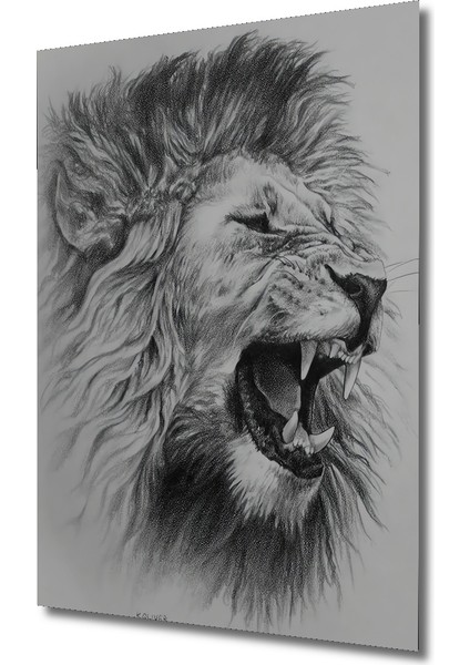 Kükreyen Aslan Kara Kalem Görünümlü Ahşap Dekoratif Tablo Dikdörtgen Tablo modelleri