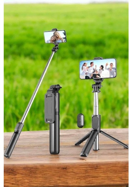Tripod Kablosuz Bluetooth Bağlantılı Selfie Çubuğu 360 Derece Dönebilen - F590K844-U98590 fırsatları