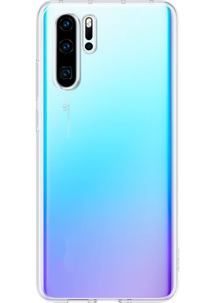 Huawei P30 Pro ile Uyumlu Kapak Kamera Korumalı Şarj Yeri Tıpalı Şeffaf Silikon Kılıf