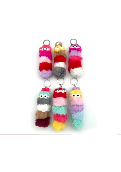 Tüylü Peluş Renkli Tırtıl Anahtarlık 1 Adet fiyatları