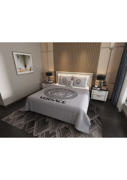 Lüks Pamuklu Saten Pike Takımı Çift Kişilik 3D Dijital Baskılı 6 Parça – Lüks Duvet Cover Set Mode