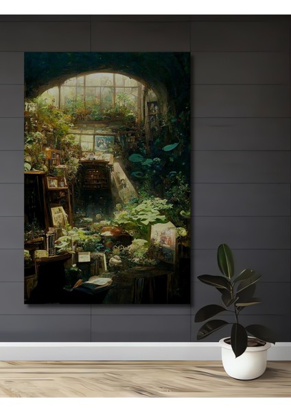 Gizli Bahçe Yağlı Boya Görünümlü Ahşap Dekoratif Tablo Dikdörtgen Tablo