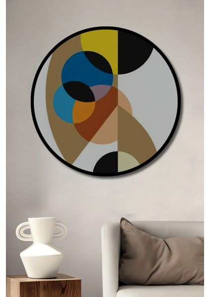 Modern Sanat Geometrik Şekiller Ahşap Dekoratif Tablo Yuvarlak Tablo fiyatları