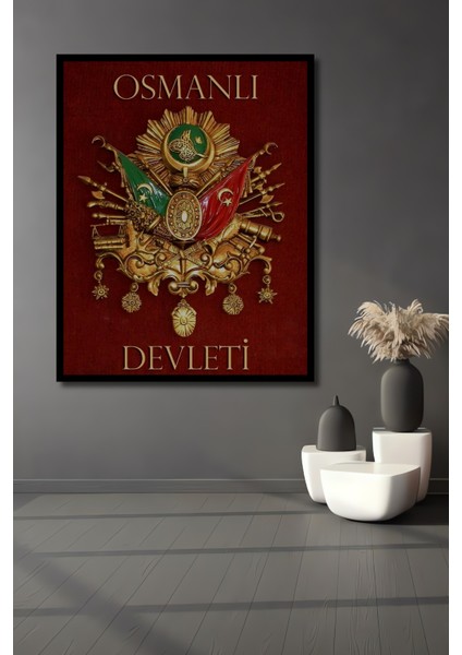 Osmanlı Sancağı Altın Yaldızlı Dekoratif Ahşap Tablo Dikdörtgen Tablo fiyatları