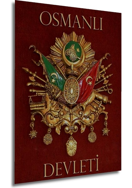 Osmanlı Sancağı Altın Yaldızlı Dekoratif Ahşap Tablo Dikdörtgen Tablo fırsatları