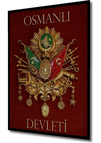 Osmanlı Sancağı Altın Yaldızlı Dekoratif Ahşap Tablo Dikdörtgen Tablo indirimleri