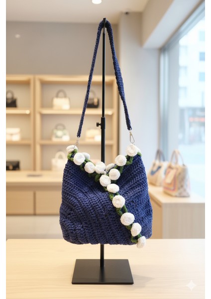 El Yapımı Trend Gül Temalı Kadın Kol ve Omuz Çantası