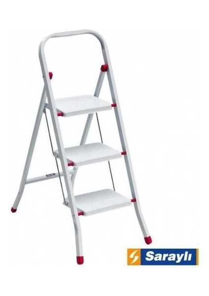 Saraylı Pratik Metal Merdiven Beyaz 3 Basamaklı