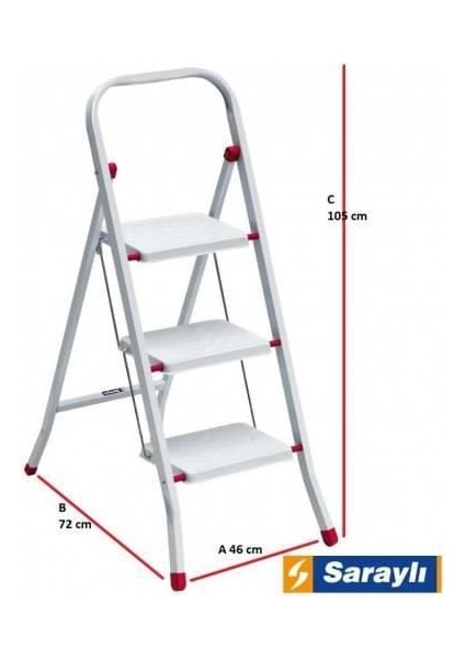 Saraylı Pratik Metal Merdiven Beyaz 3 Basamaklı fiyatları