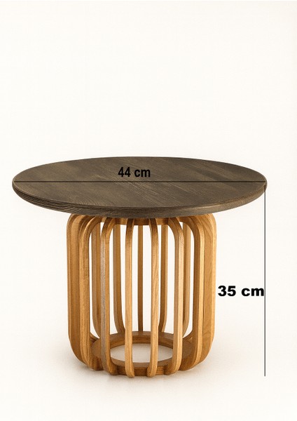 Palermo Yuvarlak Modern Klasik Rustik Retro Vintage Naturel Dekoratif Ahşap Çıtalı Eskitme Iskandinav Yan Orta Mantar Sehpa fiyatları