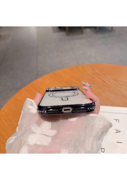 Iphone 17 Air Uyumlu Şeffaf Taşlı Magsafe Özellikli Kılıf