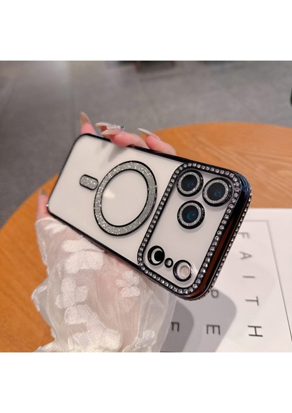 Iphone 17 Air Uyumlu Şeffaf Taşlı Magsafe Özellikli Kılıf