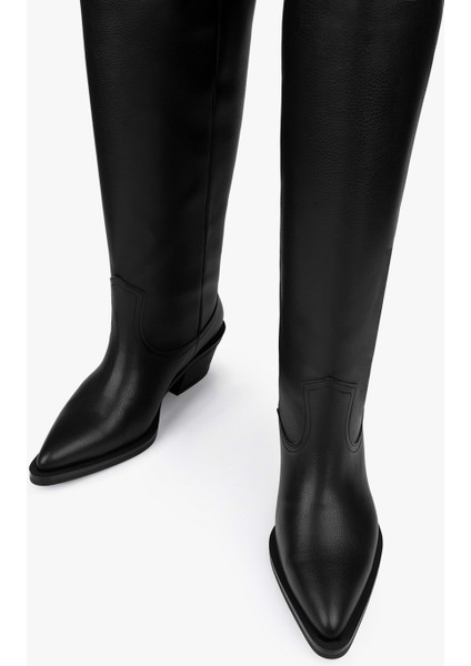 Kadın Kailey Siyah Cilt Kovboy Çizme fırsatları