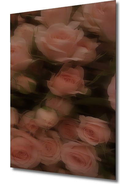 Romantik Gül Bahçesi Yağlı Boya Görünümlü Ahşap Dekoratif Tablo Dikdörtgen Tablo modelleri