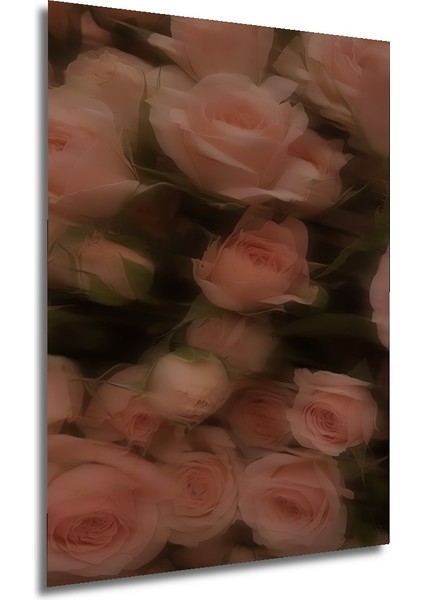 Romantik Gül Bahçesi Yağlı Boya Görünümlü Ahşap Dekoratif Tablo Dikdörtgen Tablo fırsatları