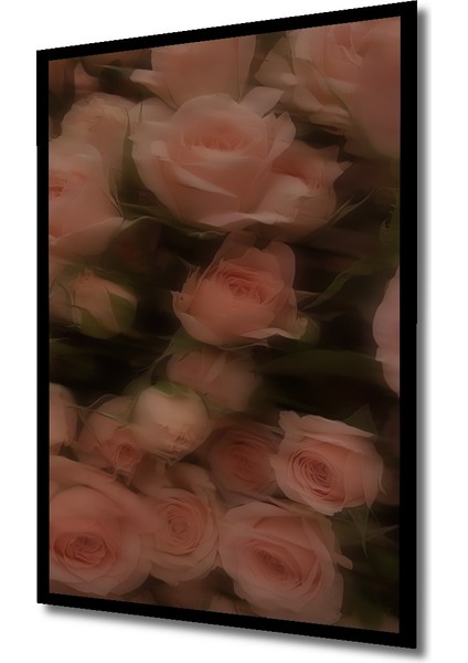 Romantik Gül Bahçesi Yağlı Boya Görünümlü Ahşap Dekoratif Tablo Dikdörtgen Tablo indirimleri