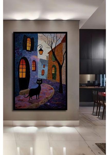 Gızemlı Kedi Bohem Sanat Ahşap Dekoratif Tablo Dikdörtgen Tablo fiyatları