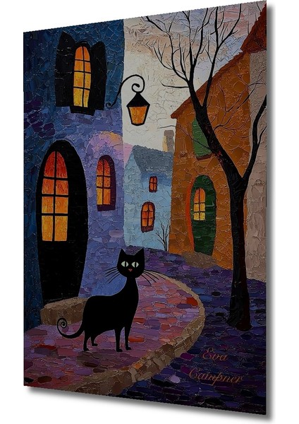 Gızemlı Kedi Bohem Sanat Ahşap Dekoratif Tablo Dikdörtgen Tablo modelleri